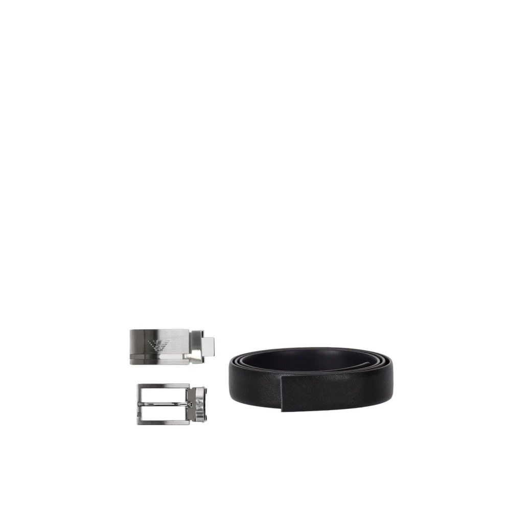 Emporio Armani Herren Schwarz - Blau/Schwarzer Gürtel Mit Austauschbarer Schnalle - Accessories - K - One Size