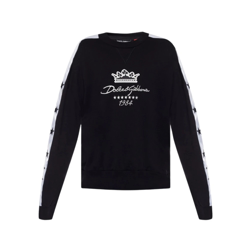 Dolce & Gabbana Herren Schwarz - Er Baumwollpullover Mit Logo-Print - Sweatshirts & Hoodies - K - Xs