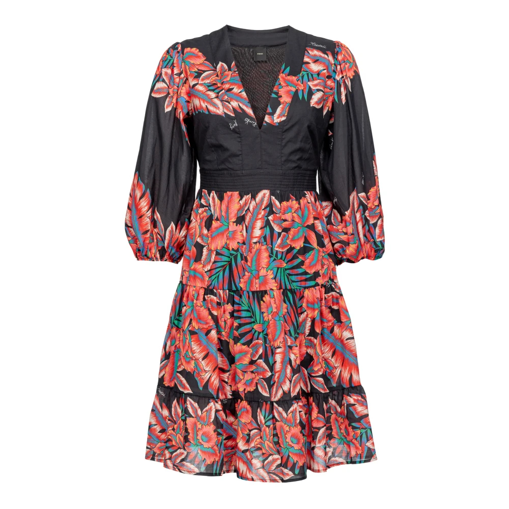 Pinko Damen Multicolor - Baumwollkleid Mit Tropischem Print - Dresses - Mehrfarbig - S