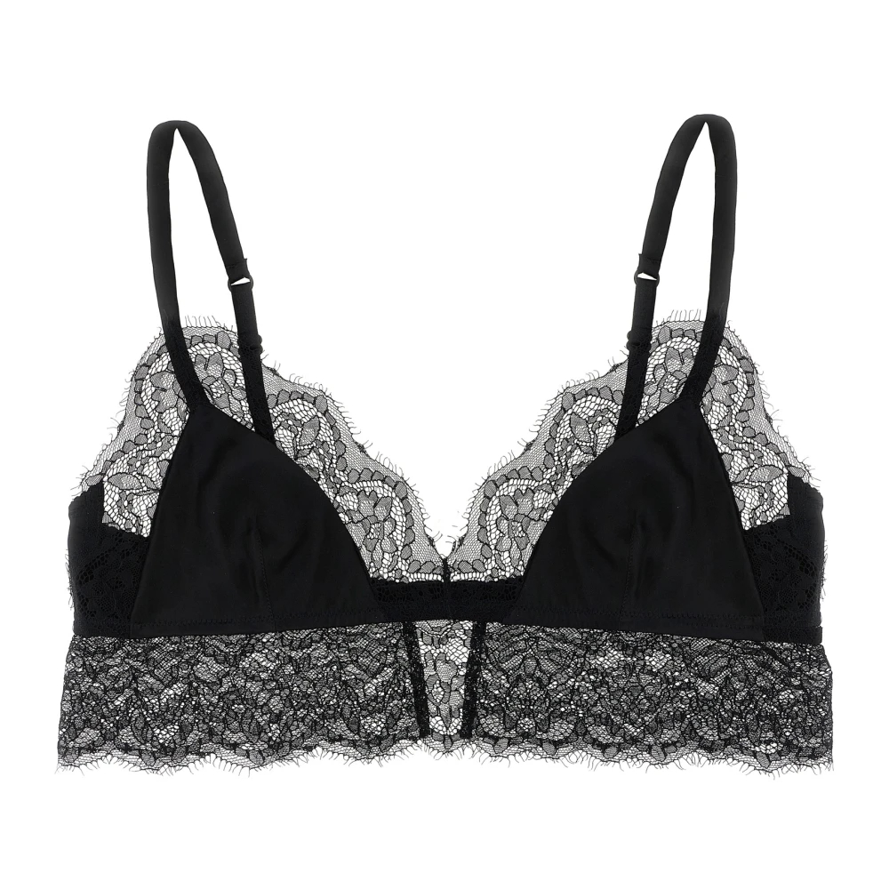 Dolce & Gabbana Damen Schwarz - Bügel-Bh Aus Satin Mit Spitze - Underwear - K - L
