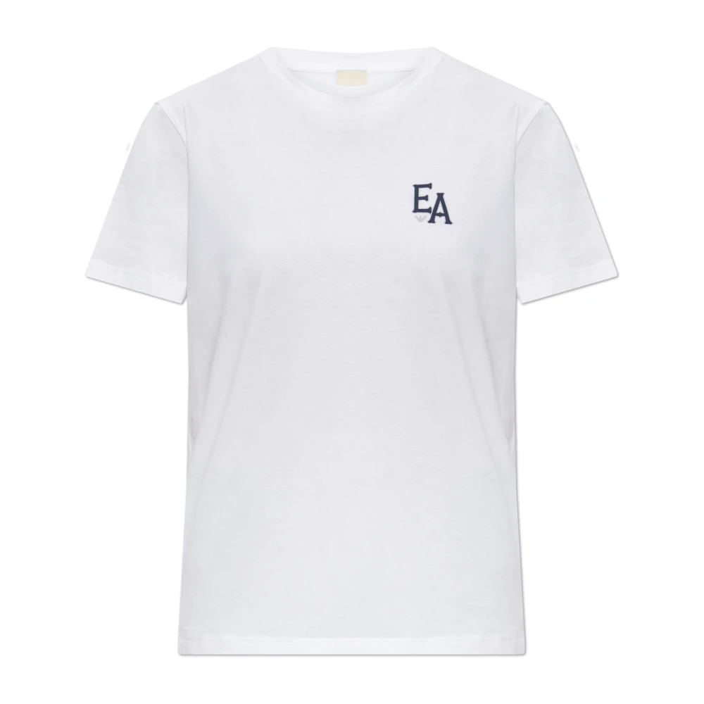 Emporio Armani Damen Weiß - Eagle Club Jersey T-Shirt Mit Print - Tops - L