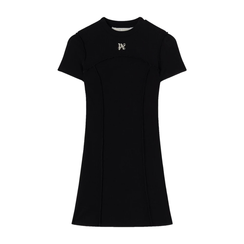 Palm Angels Damen Schwarz - Es Kleid Mit Gesticktem Logo - Dresses - K - M