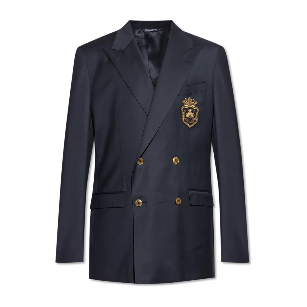 Dolce & Gabbana Herren Blau - Wollblazer Mit Applikation - Jackets - M