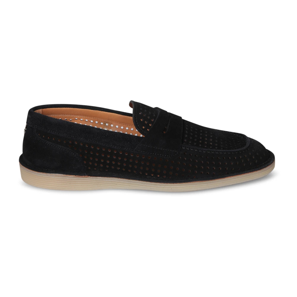 Dolce & Gabbana Herren Schwarz - Er Wildleder Loafer Mit Perforation - Shoes - K - 41 Eu
