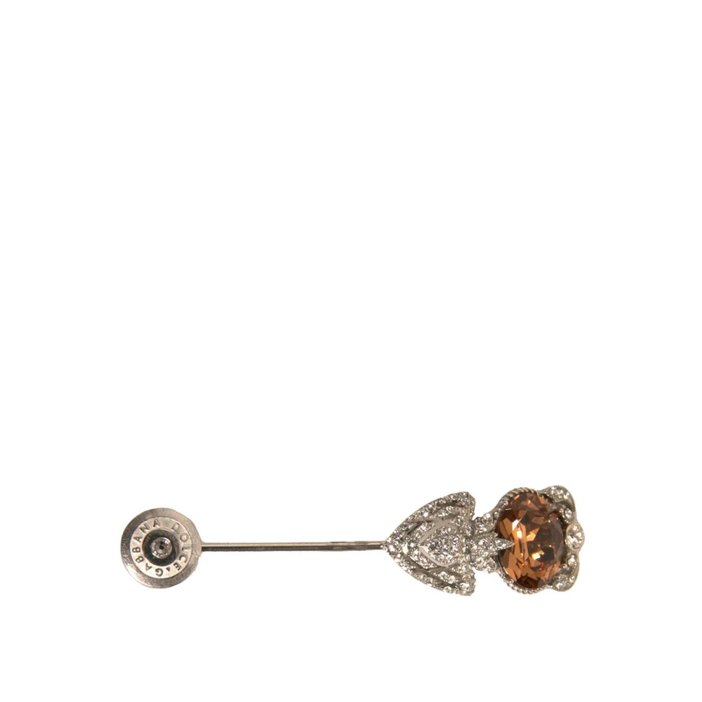 Dolce & Gabbana - Luxuriöse Kristall Pin Kragen Brosche - Accessories -Herren -Grau -One Size