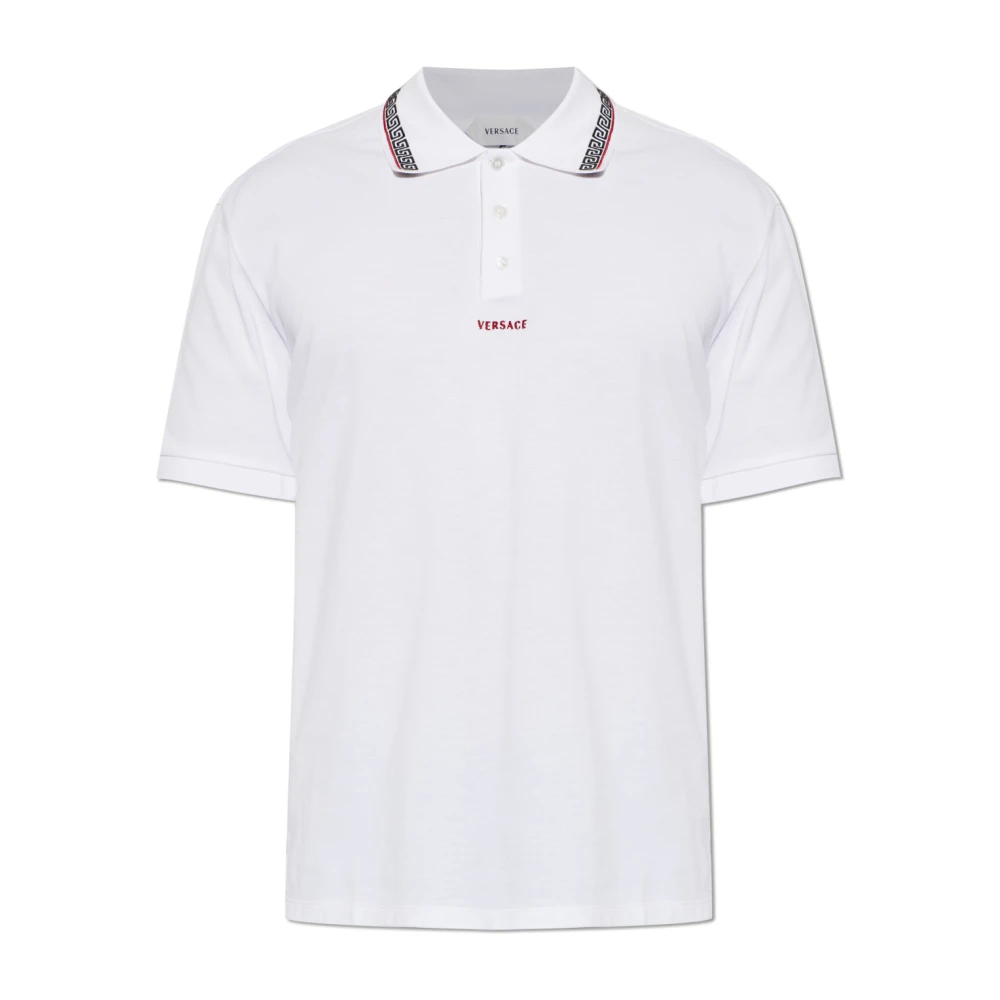 Versace Herren Weiß - Baumwoll-Piqué-Polo Mit Sticklogo - Tops - M