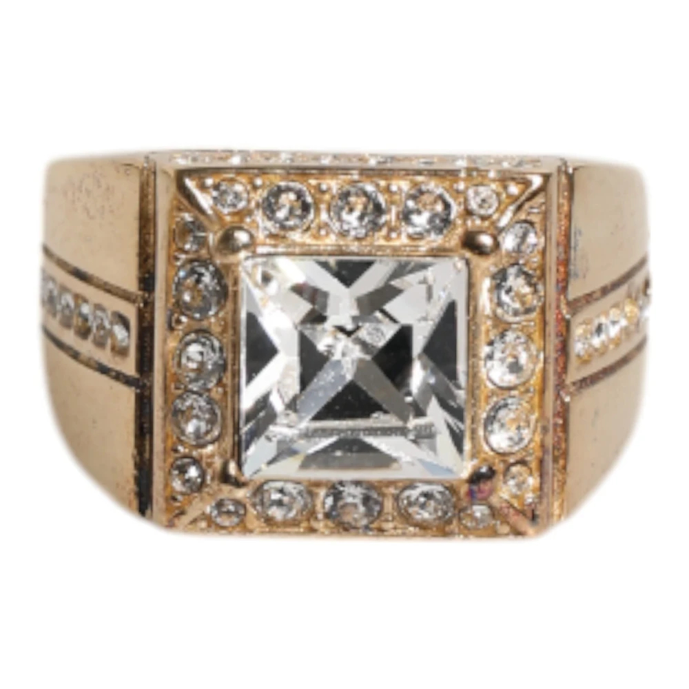 Dolce & Gabbana Damen Gelb - Goldfarbener Kristallring - Accessories - 58 Mm