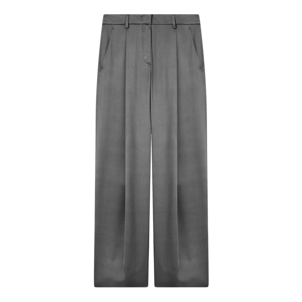 Giorgio Armani Damen Grau - Seidenhose Aus Doppeltem Satinstoff Mit Einfacher Bundfalte - Trousers - Xl