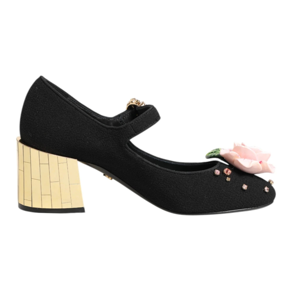 Dolce & Gabbana Damen Schwarz - E Kristallverzierte Mary Jane Schuhe - Shoes - K -36 Eu