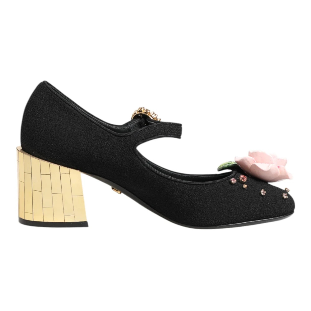 Dolce & Gabbana Damen Schwarz - E Kristallverzierte Mary Jane Schuhe - Shoes - K -36 Eu