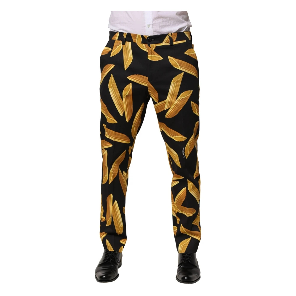 Dolce & Gabbana Herren Multicolor - Schwarze Pasta Print Tapered Hose - Trousers - Mehrfarbig - M