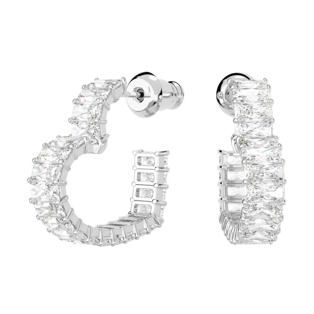 Swarovski Matrix Kreolen, Baguette-Schliff, Herz, , Rhodiniert Weiß  - Image 3