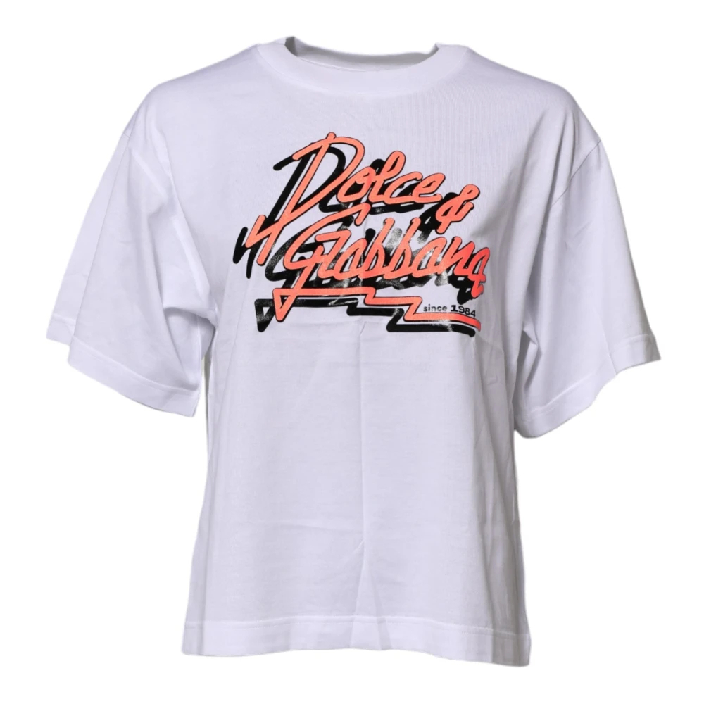 Dolce & Gabbana Damen Weiß - T-Shirt Mit Grafikprint Und Rundhalsausschnitt - Tops - 2XS