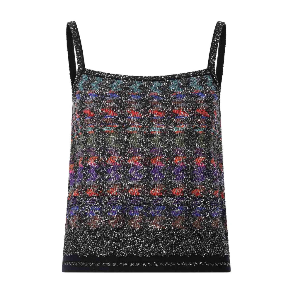 Missoni Damen Multicolor - Gestreiftes Pailletten-Top Für Stilvolle Statements - Tops - Mehrfarbig - Xs