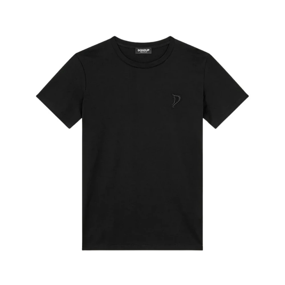Dondup Damen Schwarz - Es Baumwoll-T-Shirt Mit Besticktem Logo - Tops - K - M