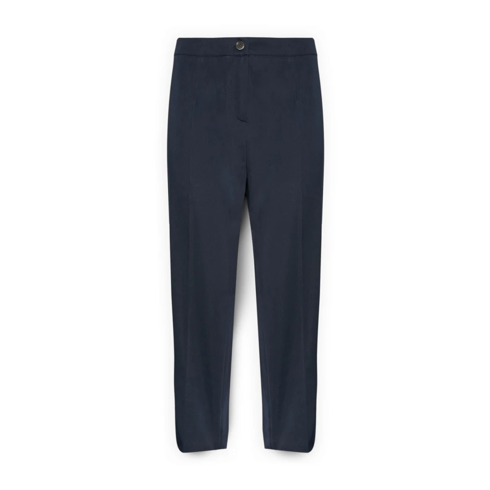 Elena Mirò Damen Blau - Straight-Leg Hose Aus Stretch-Satin - Trousers - 2XL