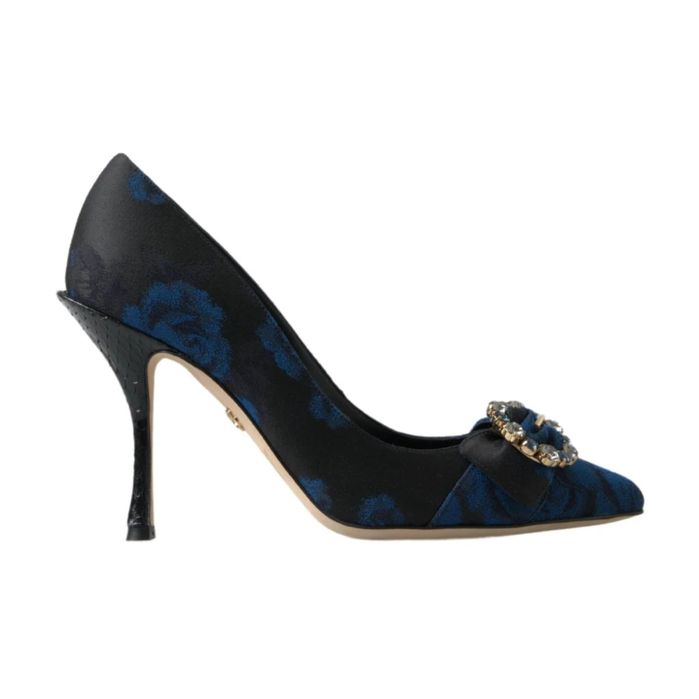 Dolce & Gabbana Damen Blau - E Blumen Kristall Absätze Pumps - Shoes - 37 Eu