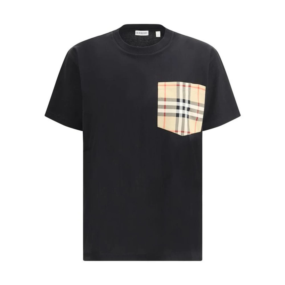 Burberry Damen Schwarz - T-Shirt Mit Karotasche Und Applikation - Tops - K - S