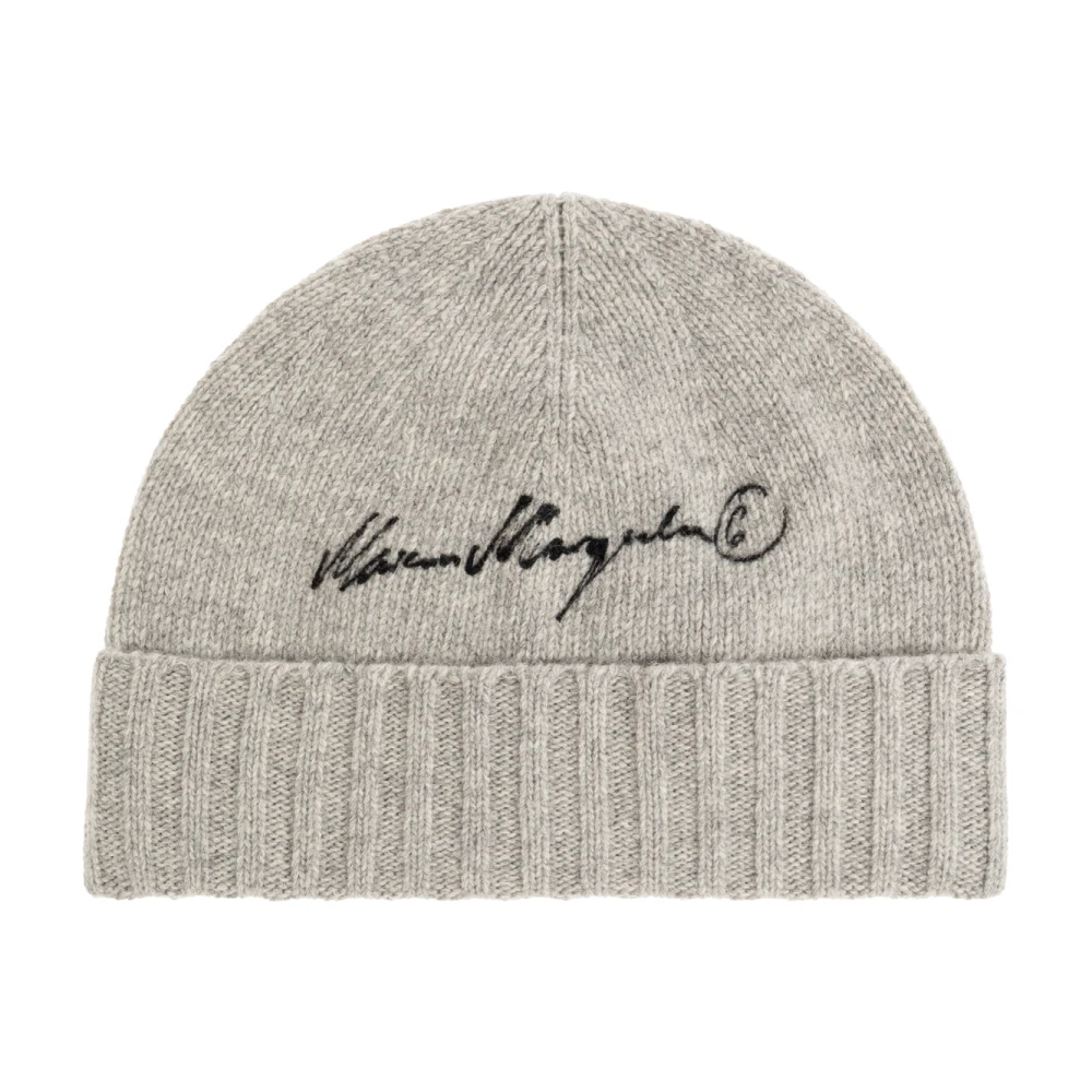 Mm6 Maison Margiela - Wollmütze Mit Gesticktem Logo - Accessories - Unisex - Grau - M
