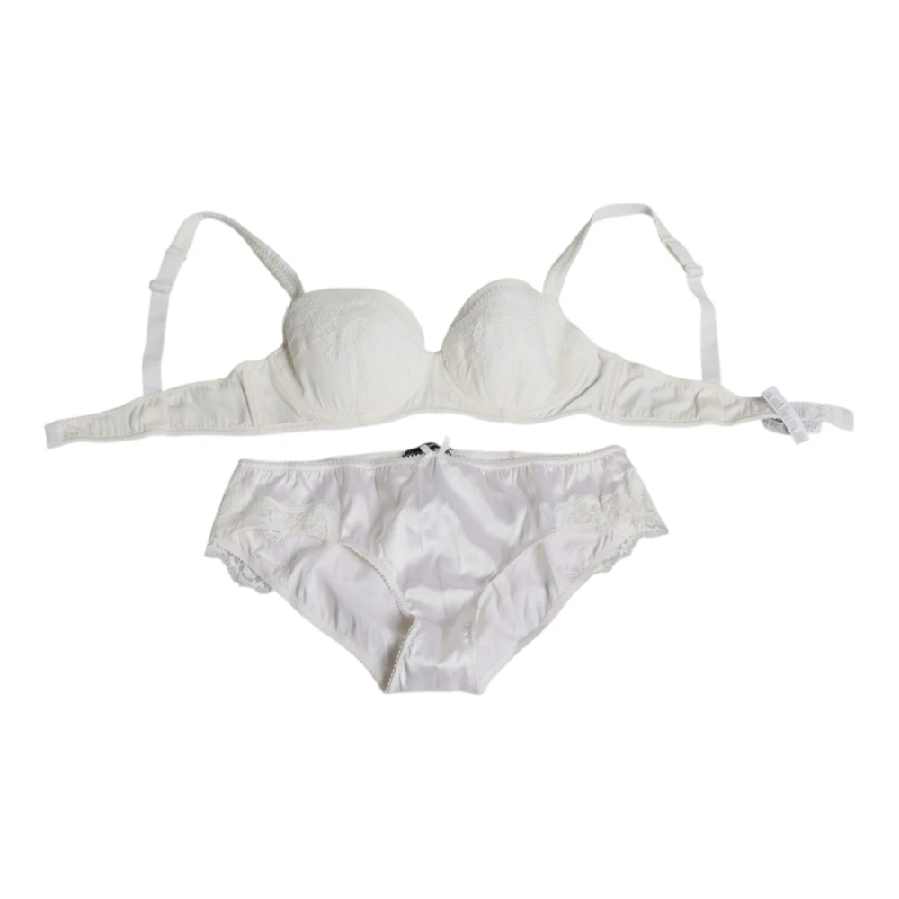 Dolce & Gabbana Damen Weiß - Es Seiden-Stretch-Balconette-Unterwäsche-Set - Underwear - L
