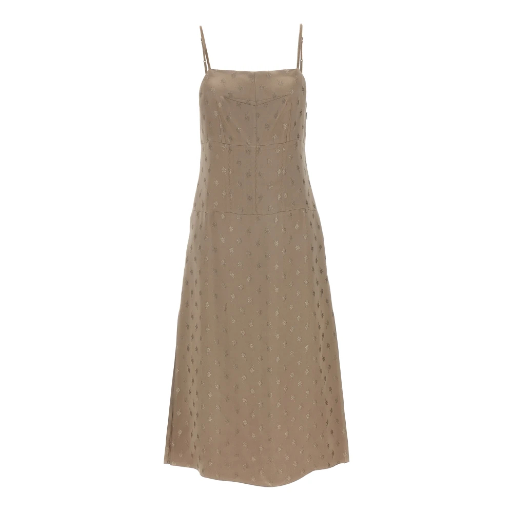 Fendi Damen Grau - Floral Jacquard Satin Midikleid - Dresses - S
