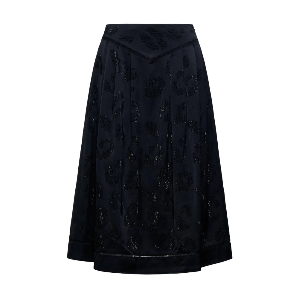Silvian Heach Damen Schwarz - Midi-Rock Mit Stickereien - Skirts - K - M