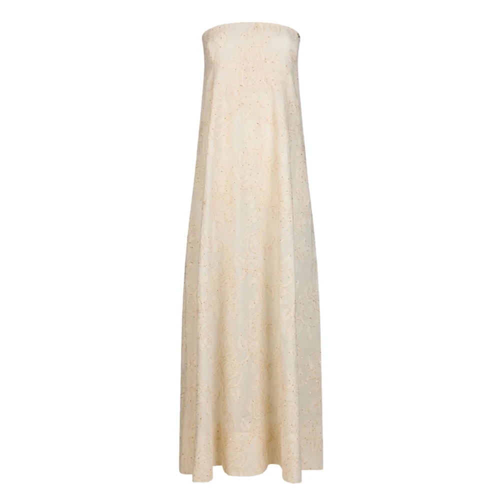 Liu Jo Damen Beige - Langes Kleid Mit Stickerei - Dresses - Xl