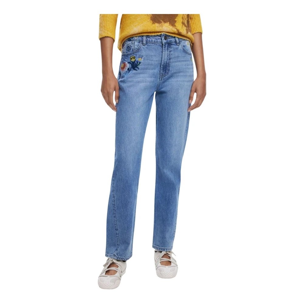Desigual Damen Blau - Jeans Mit Blumenstickerei - Jeans - Xs