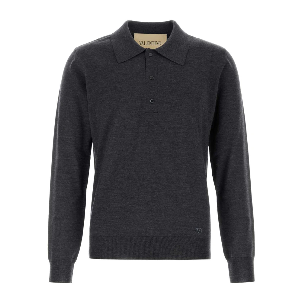 Valentino Garavani Herren Grau - Wollpolohemd Mit Vlogo-Stickerei - Tops - Xl