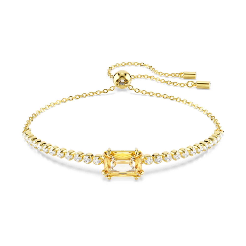 Swarovski Matrix Tennis Armband, Verschiedene Schliffe, Karamell, 18K Goldbeschichtet Braun - Bild 7