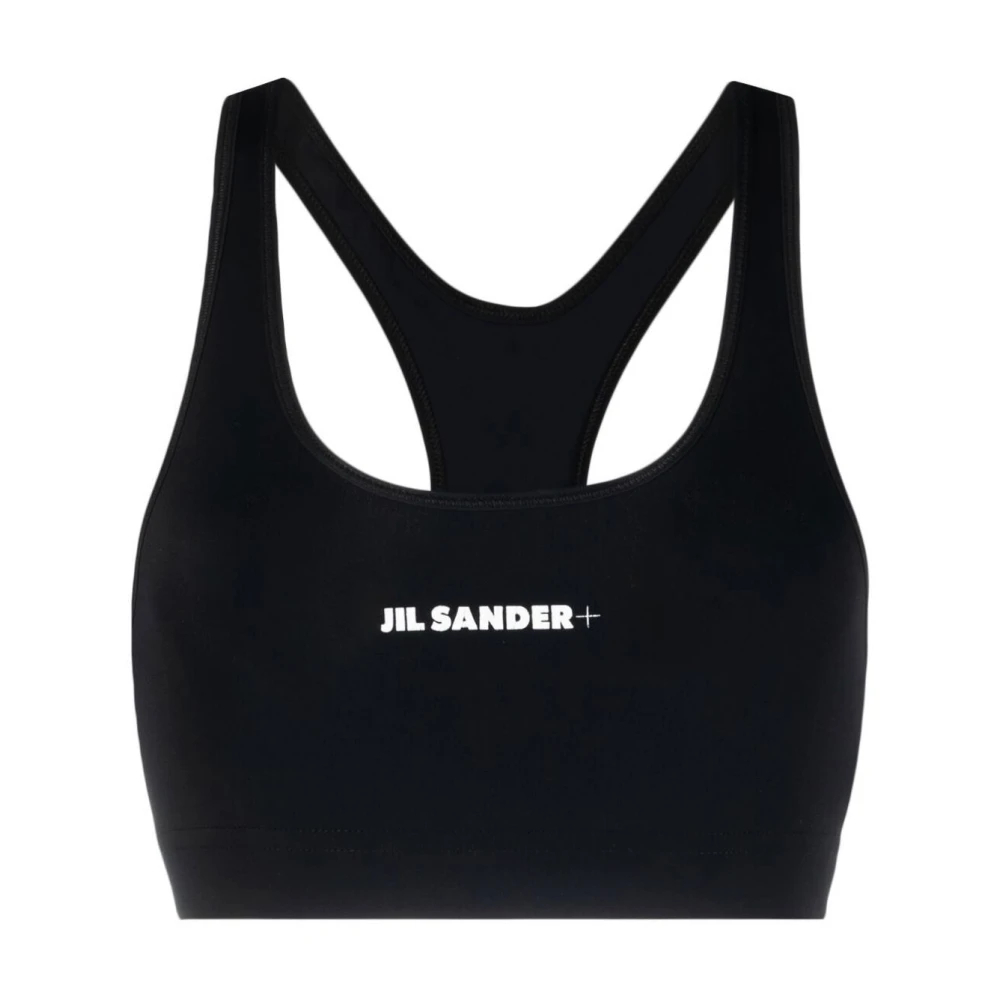 Jil Sander Damen Schwarz - Sportliches Es Logo Print Top - Tops - K - Xs