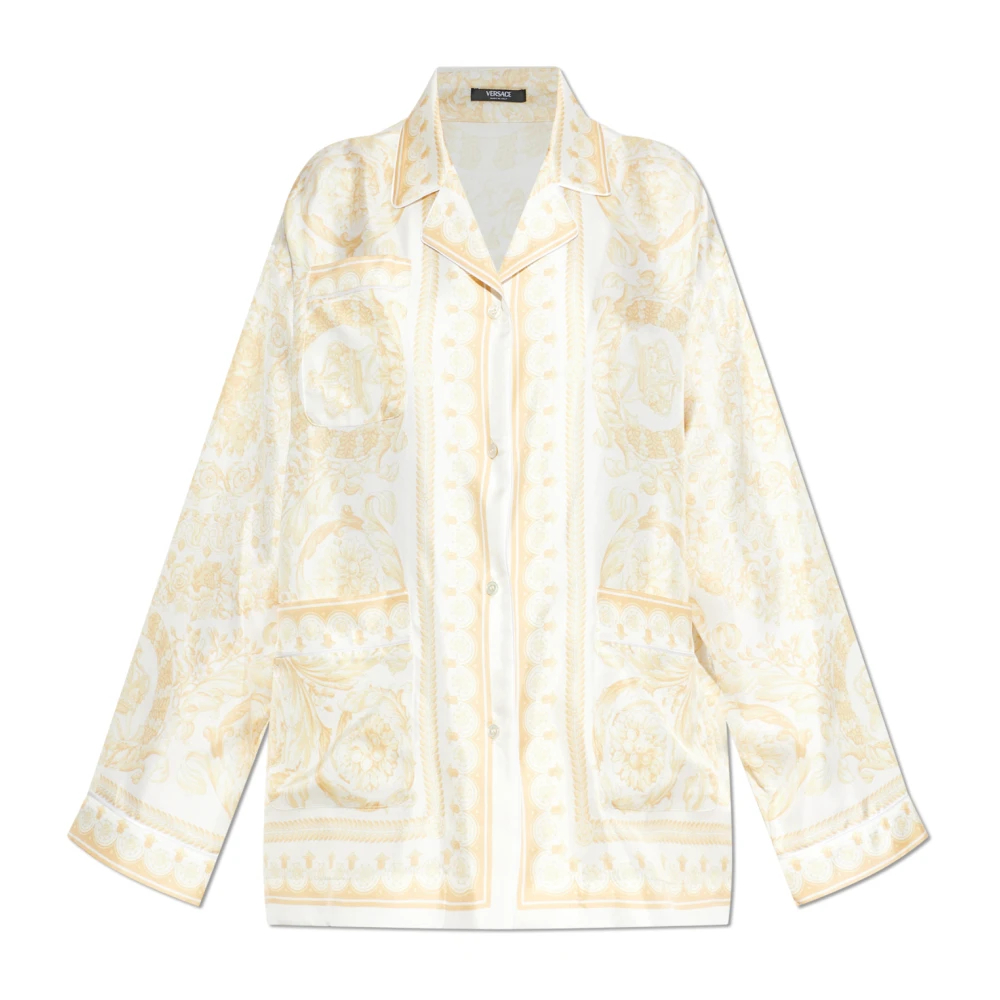 Versace Damen Beige - Seidenhemd Mit La Coupe Des Dieux-Print - Blouses & Shirts - 2XS