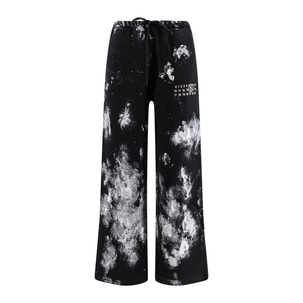 Mm6 Maison Margiela - Baumwoll-Jogginghose Mit Numerischer Logo-Stickerei - Trousers -Damen -Schwarzk -Xs