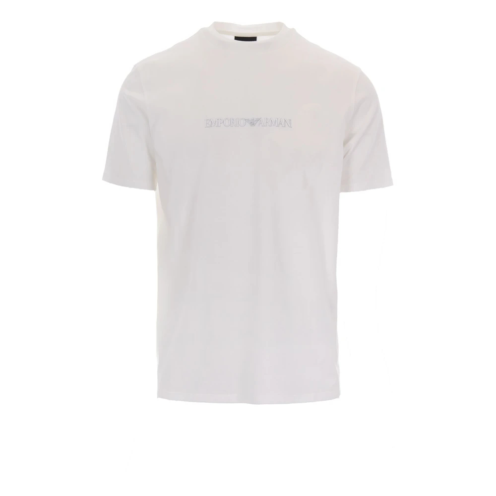Emporio Armani Herren Weiß - Pima-Jersey T-Shirt Mit Logo-Print - Tops - L