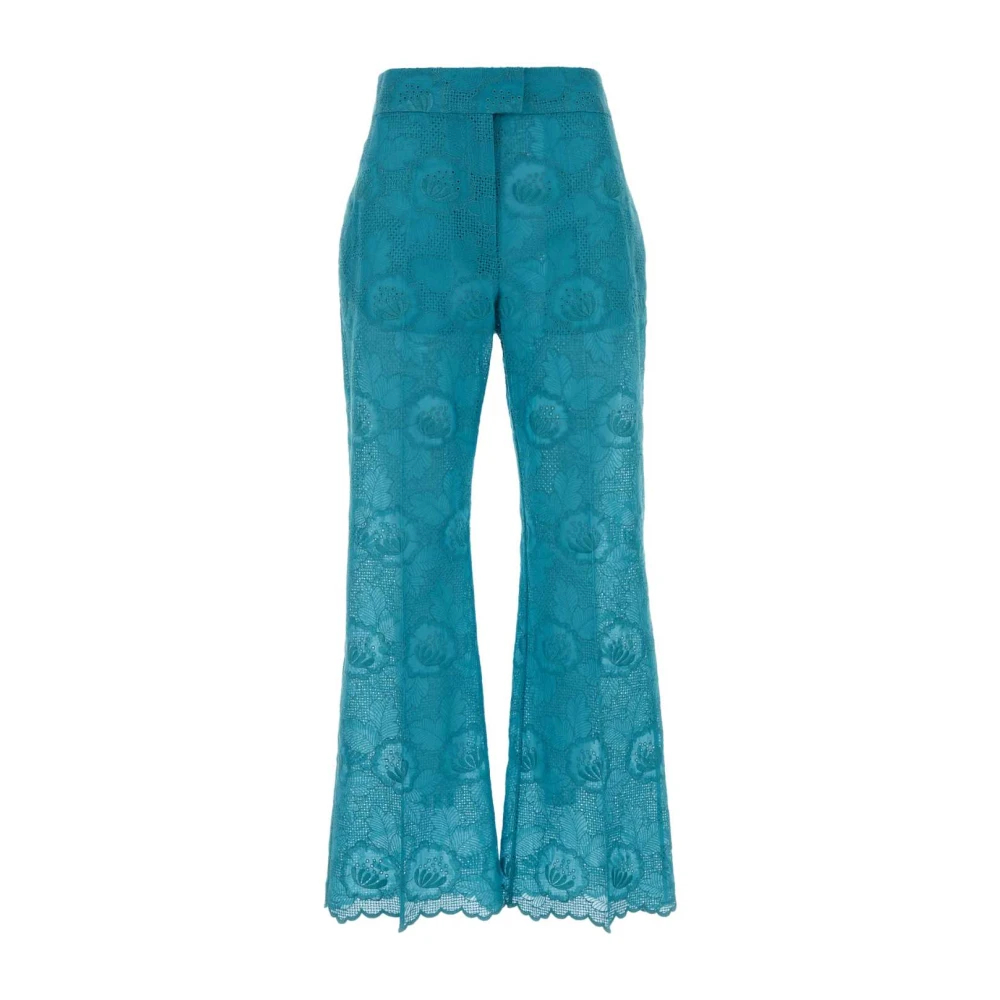 Valentino Garavani - Hose Mit Ausgestelltem Bein Und Blumenstickerei - Trousers - Damen - Blau - M