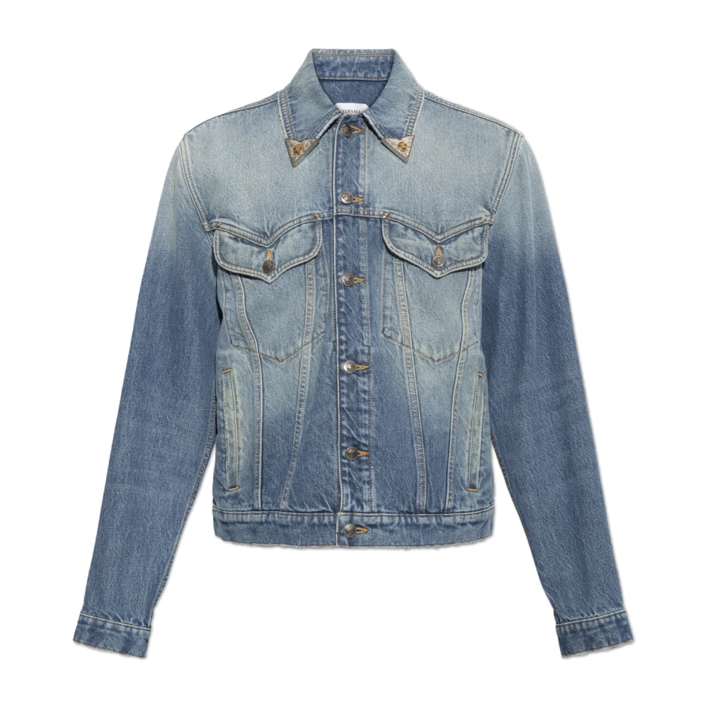 Versace Herren Blau - Denimhemd Mit Applikationen - Jackets - M