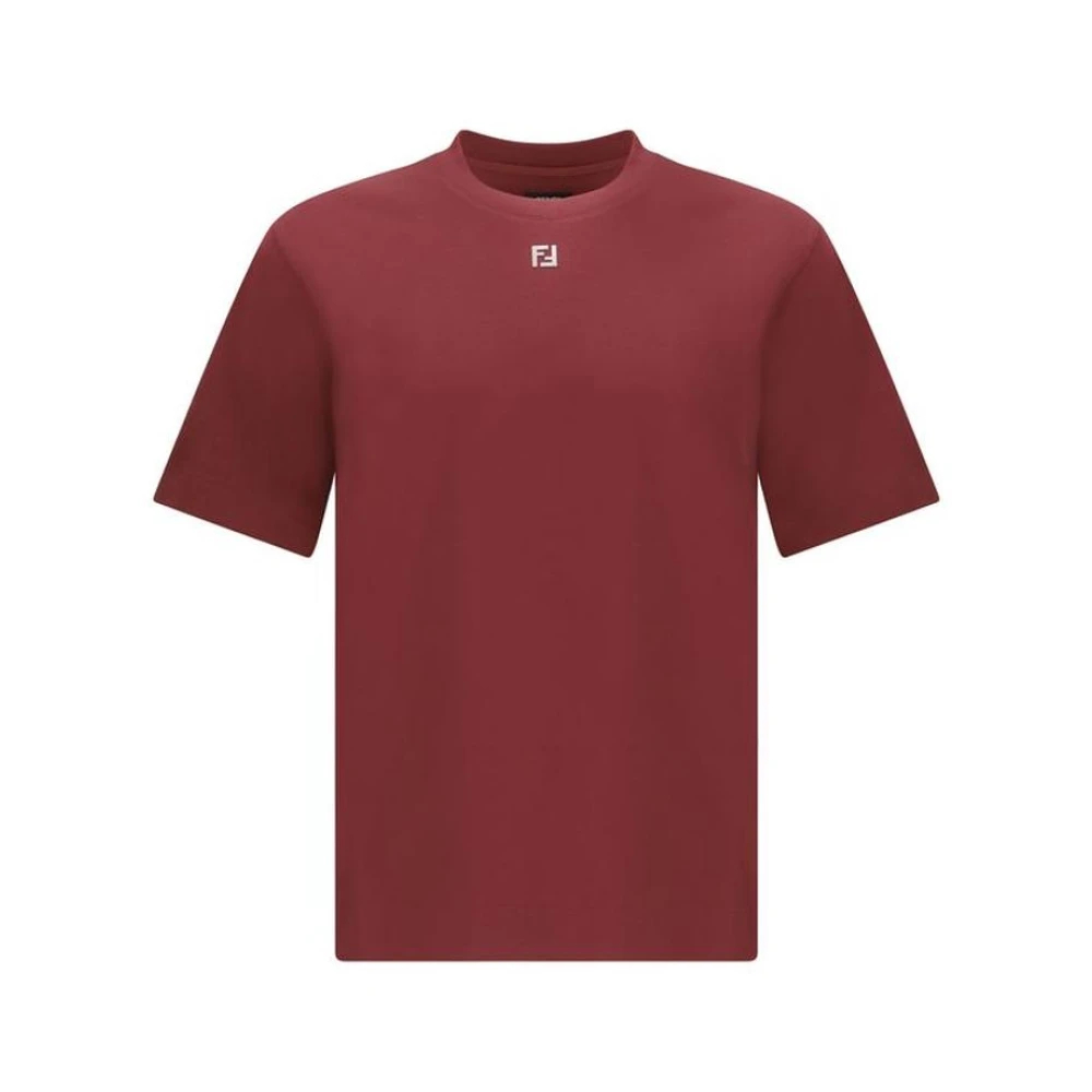 Fendi Herren Rot - Baumwoll-T-Shirt Mit Print - Tops - M