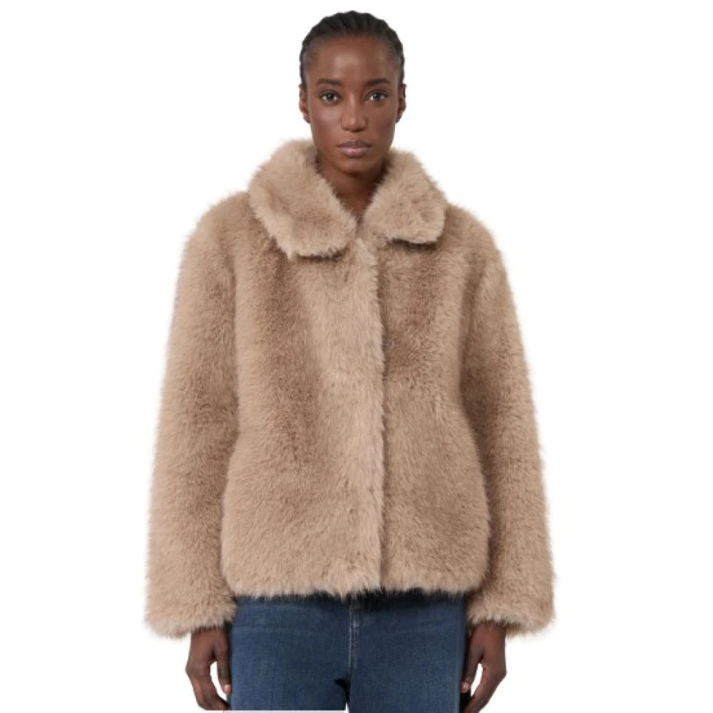 Max Mara - Jacke Aus Kunstpelz & Lammfellimitat - Jackets - Damen - Beige - S