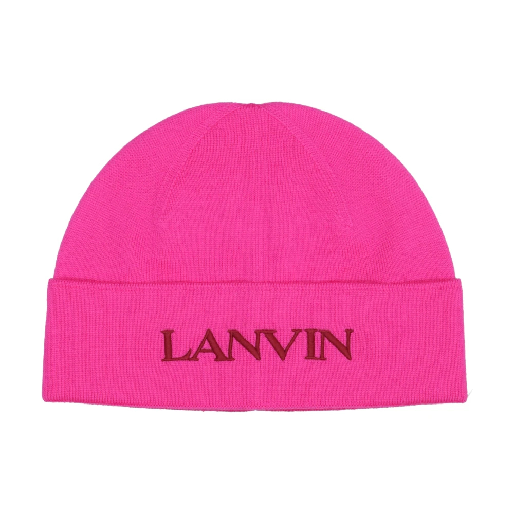 Lanvin Damen Rosa - Wollmütze Mit Gesticktem Logo - Accessories - One Size