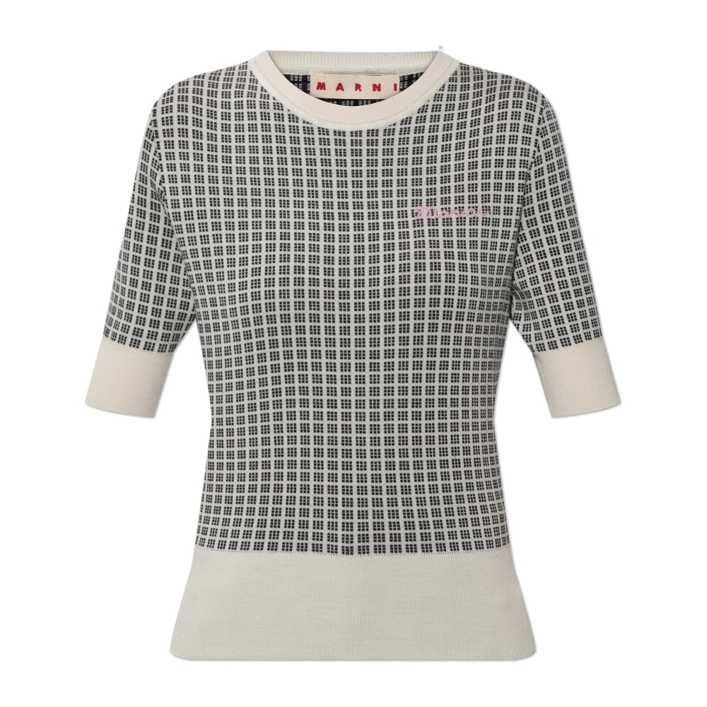 Marni Damen Beige - Top Mit Logo-Stickerei - Knitwear - 2XS