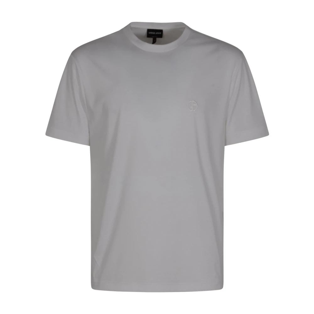 Giorgio Armani Herren Weiß - Cotton-Interlock T-Shirt Mit Gesticktem Logo - Tops - Xl