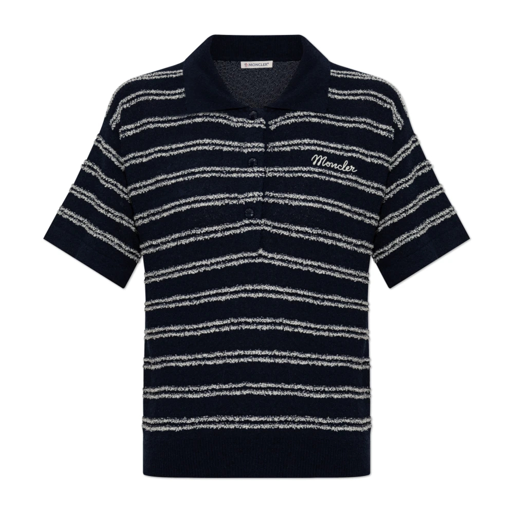 Moncler Damen Blau Poloshirt Mit Logo - Bild 4