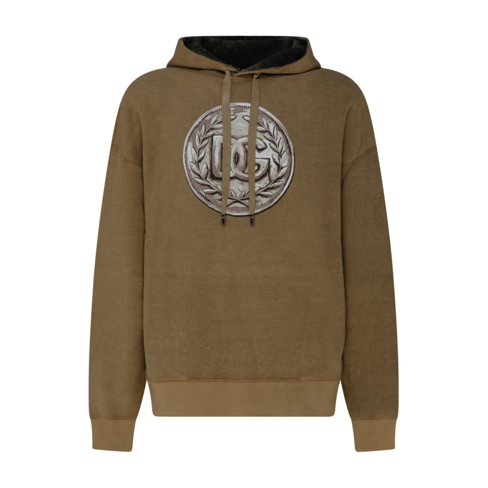 Dolce & Gabbana Herren Braun - Sandbrauner Hoodie Mit Logo-Print - Sweatshirts & Hoodies - L