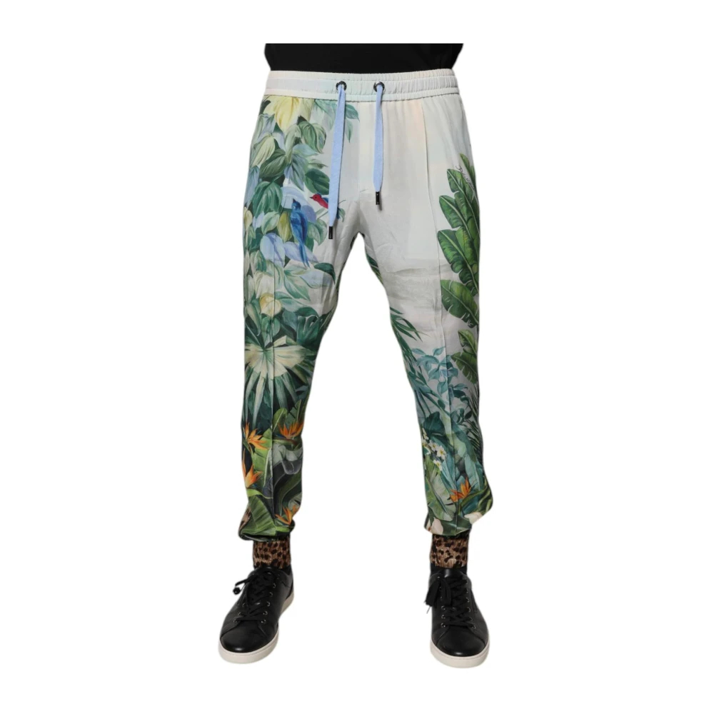 Dolce & Gabbana Herren Multicolor - Tropische Seiden-Jogginghose Mit Print - Trousers - Mehrfarbig - S