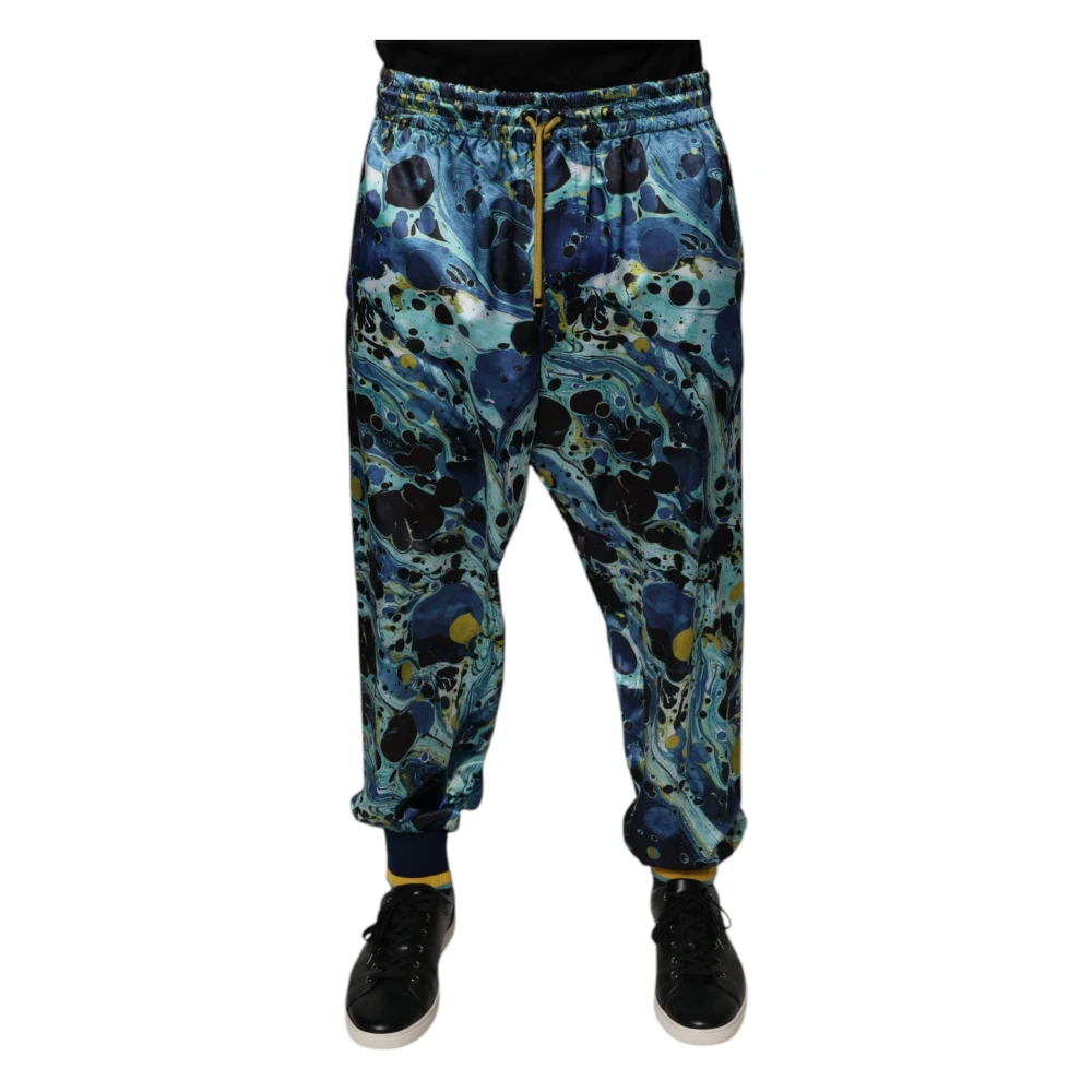 Dolce & Gabbana Herren Multicolor - Jogginghose Mit Marmorprint Und Logo - Trousers - Mehrfarbig - Xl