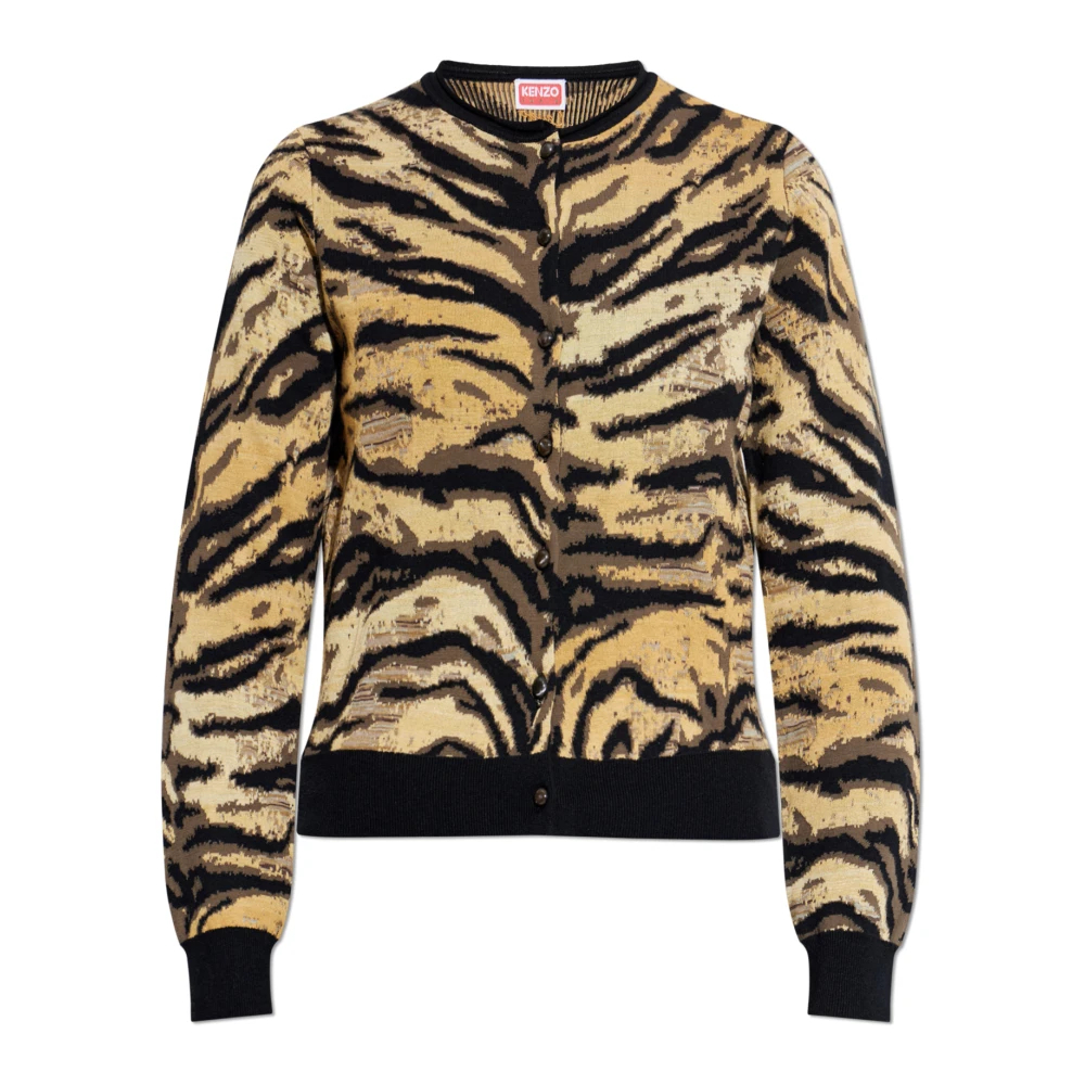 Kenzo Damen Gelb - Rollkragen-Cardigan Mit Sticklogo - Knitwear - L