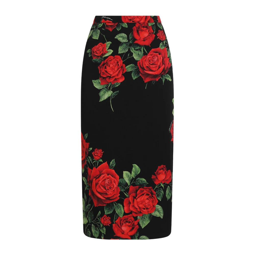 Dolce & Gabbana - Midi-Rock Mit Rosenprint - Skirts - Damen - Mehrfarbig - M