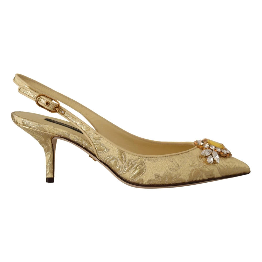 Dolce & Gabbana Damen Gelb - Goldene Kristall Slingback Heels - Shoes - 36 Eu