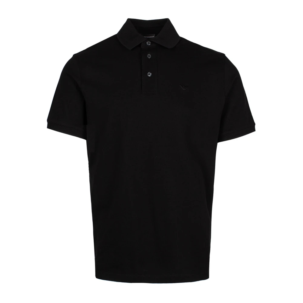 Emporio Armani Herren Schwarz - Polohemd Mit Logo-Stickerei - Tops - K - 2XL