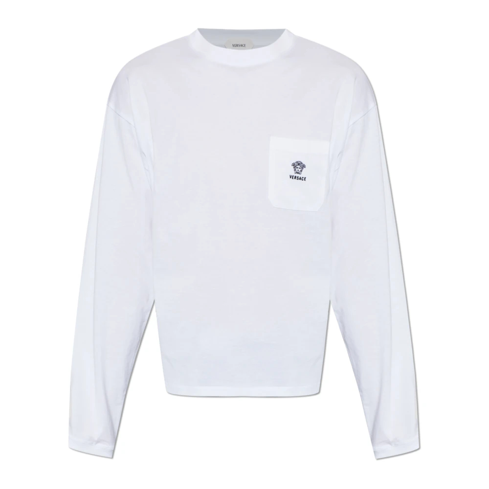 Versace Herren Weiß - T-Shirt Aus Besticktem Baumwolljersey - Tops - Xl